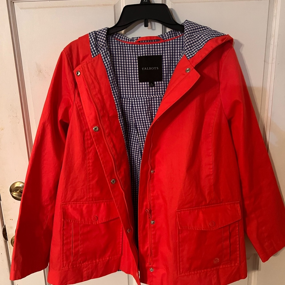 Talbots Red Raincoat Lightweight and Practical